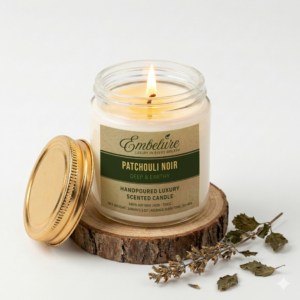 patchouli scented soy wax candle