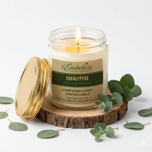 eucalyptus scented soy wax candle