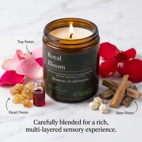 rose absolute amber powdery musk candle