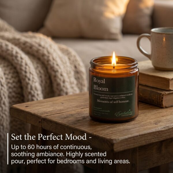 amber glass jar floral soy candle